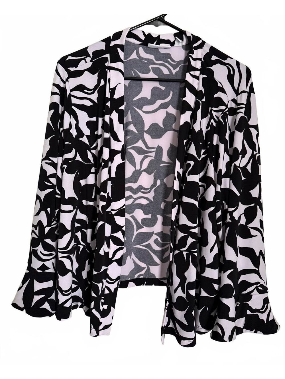 Susan Graver QVC Women's Cardigan Top Size 2X Black White Retro City Chic Glam